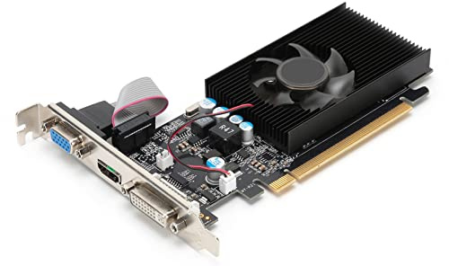 Graphics Card, Low Noise Lower Temperature Working PCI Graphics Card DDR2 Type 64bit Width 1GB Capacity for Desktop for Computer Accessories