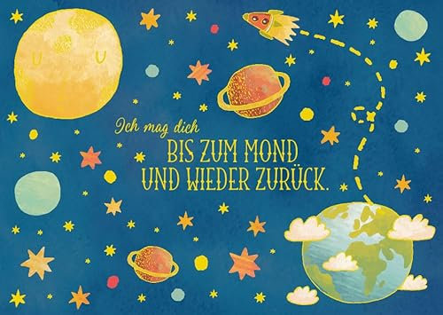 Gutsch Verlag Postkarte Liebe Ich mag dich bis zum Mond und wieder zurück