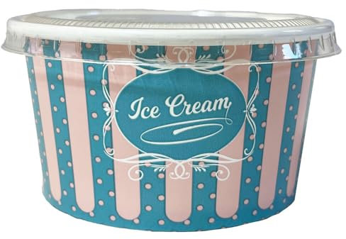 VEPATIM 100 Eisbecher aus Papier Patisserie ICE CREAM Motiv 180 ml 6oz mit Deckel