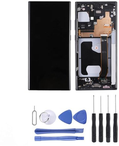 Visiodirect Ecran Complet Compatible avec Samsung Galaxy Note 20 Ultra 5G SM-N986B 6,9 OLED Noir vitre Tactile + Ecran LCD sur Chassis + Kit Outils