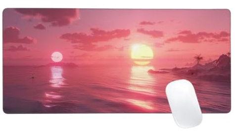 Coucher Soleil Tapis de Souris XXL 900x400mm, Tapis de Souris Paysage, Tapis Souris Clavier et Bureau, Étendu Tapis de Souris Gamer,Lavable Surface lisse, Base Antidérapante,Améliorer Précision Z2-628