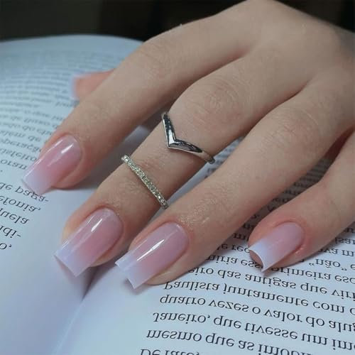 Lot de 24 faux ongles blancs de taille moyenne, longs et carrés - À coller sur les ongles - Fournitures de manucure