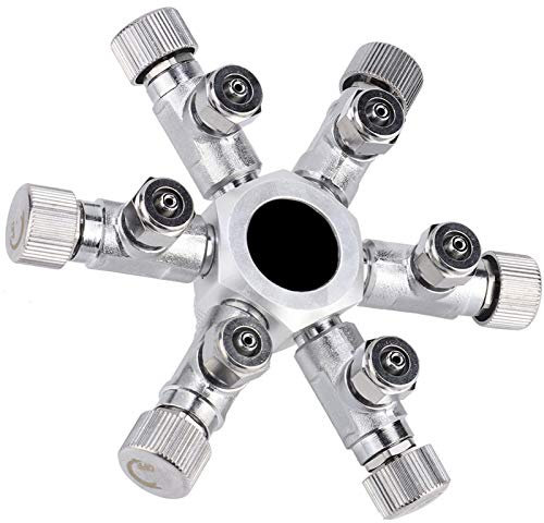 KIMISS CO2 Splitter Diverter, Multi-Channel Carbon Dioxide Distribution Manifold, Dual Output CO2 Split Valve for Hydroponics, Aquatic Systems, Home Brewing, and Plant Growth (6 passes)