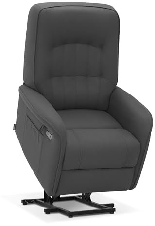 M MCombo Fernsehsessel mit Aufstehhilfe Elektrisch 2 Motoren, mit Massage & Heizung, Relaxsessel mit Liegefunktion bis 160° 35D Vollschaum-Sitzkissen 7584 (Mikrofaser, Grau)
