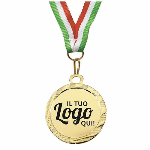 10 Medaglie Premiazioni Personalizzate con Logo, Immagine e Testo - Alta Qualità e Superficie Placcata - Personalizzazione con Pellicola a Colori o Incisione Laser (10 Pezzi)
