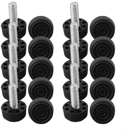 Adjustable Furniture Feet Levelers M6 M8 M10 Plastic Screw In Height Adjustable Leg Leveling Feet for Tables Chairs Stools Black Threaded Anti-Slip Floor Protectors 10 Pack(M8*24 * 25mm)