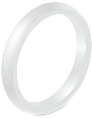 Calefee Hochzeit Ringe Schlicht Ehering, Keramik Ring Weiss Verlobungsring Bandring Breit 3 mm, Größe 65
