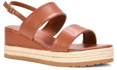ESSEX GLAM Women's Low Heel Platform Wedge Sandals Ladies Espadrille Open Toe Double Strap Slingback Shoes Size 3-8