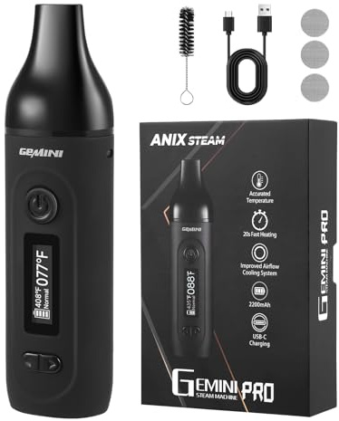 Kräuter Vaporizer für Trockene Kräuter, Verdampfer Set für Trockenkräuter, Präzise Temperatureinstellung 149℃-224℃, mit 2200 mAh Akku und LCD Display, Premium Tragbarer Vaporisator Cannabis - Schwarz
