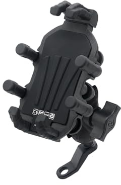 Lancoon Motorrad-Handyhalter mit Vibrationsdämpfer & Spiegelstützenhalterung, Alulegierung, 360° drehbar für Mofa/Roller (Universal)