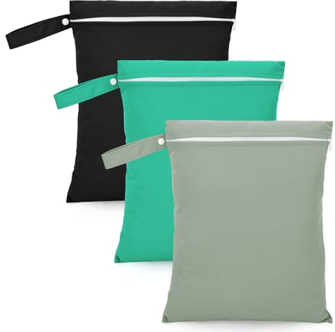 Xialvyu 3 Stück Nassbeutel 40 x 30 cm Wasserdichter Wäschesack mit Reißverschluss Wiederverwendbarer Reise Nasssack für Reisen Camping Fitness