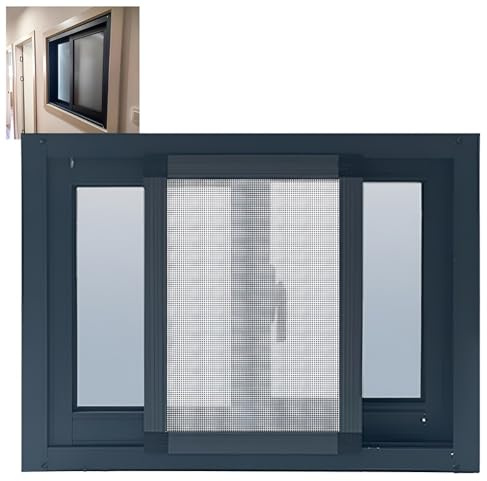Remplacement Fenêtre de Sous-sol Fenêtre Coulissante en Aluminium avec Moustiquaire et Verre Dépoli pour Salle de Bain Garage Maisonnette(HXW 80X60CM/31.4X23.6IN)