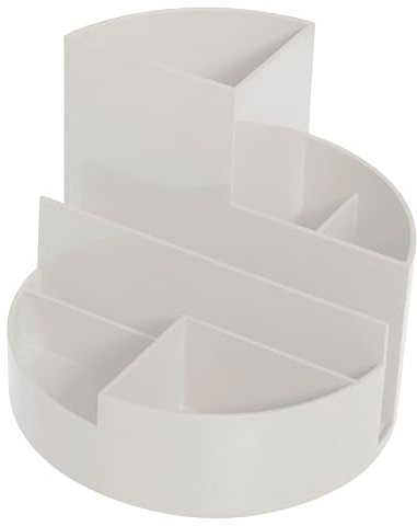 Maul Schreibtischorganizer MAULrundbox 140x125mm | Stilvoller Organizer mit 6 Fächern | Zur Aufbewahrung von Stiften, Schere und Notizkarte | Praktische Ablage für Büro und Schreibtisch | Grau