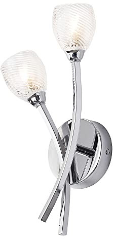 LITECRAFT Catri Wall Light Bathroom IP44 Rated 2 Arm Fitting - Polished Chrome