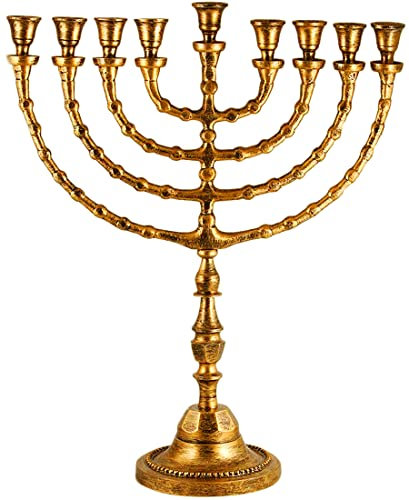 Extra große traditionelle Chanukah-Menora für Shabbat-Kerzen oder Ölbecher, antikes Aussehen, Chanukka-Minora, für Shul, Synagoge, Tempel, 53,3 cm hoch, Zion Judaica
