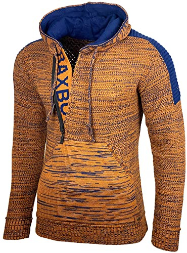 Baxboy Herren Strick-Pullover Kapuzenpullover Moderne Männer Pulli Grobstrick Strickjacke Winter-Freizeit-Jacke B-290