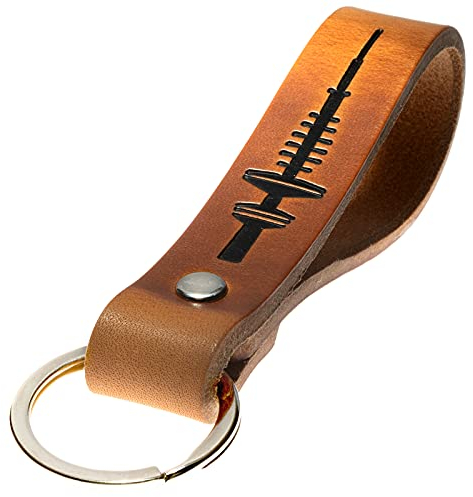 ELBERCRAFT® Schlüsselanhänger Leder Fernsehturm Hamburg in schwarz geprägt das kleine Geschenk zum Geburtstag für deinen Lieblingsmenschen Frauen oder Männer Souvenir