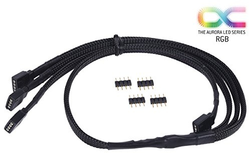 Alphacool 18539 Y-Kabel RGB 4pol auf 3X 4pol 60cm inkl. Stecker - Schwarz Kabel ARGB RGB LED Kabel
