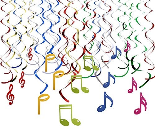 HOWAF Musik Hinweis Farbig Deko Spiralen Girlande Hängedekoration Geburtstag Hochzeit Konzert Party Dekorationen, 30 teilig Set