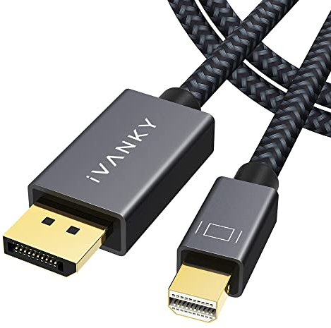 IVANKY Cable Mini Display Port a DisplayPort 8K, 8K@60 Hz, 4K@144 Hz, 32,4 Gbps HD, cable Thunderbolt a DP, carcasa de aluminio, trenzado chapado en oro para MacBook - 2 m