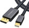 IVANKY Câble Mini DisplayPort vers DisplayPort 2m [8K@60Hz] - Câble Mini DP vers DP en Nylon Tressé, Connecteurs Plaqués Or 24K, Compatible pour MacBook Pro/Air, Surface Pro etc - Gris