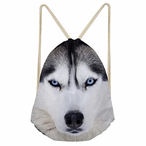 chaqlin Husky Kordelzug-Taschen für Jungen, Tierdruck, Schulranzen, Rucksack, Kinder, Freizeit, Sport, PE Taschen für Jugendliche