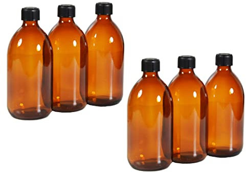 ComptoirDesBoites 6 x flacons vides en Verre ambré avec Bouchon - Contenance 500 ML - FL96