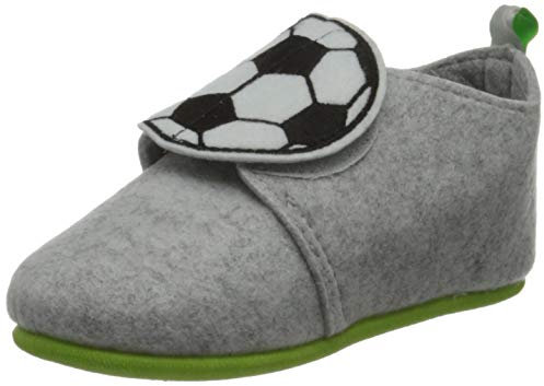 Playshoes Filz Hausschuh, grau Fußball, 22 EU
