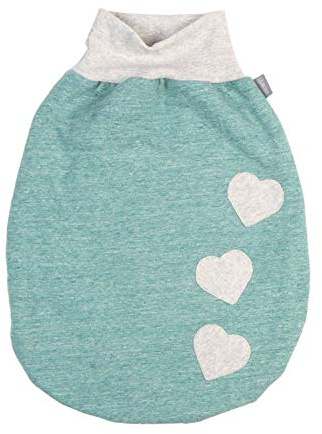 Lilakind“ Baby Kinder Sommer Winter Schlafsack Strampelsack mit ohne Reißverschluss Grün Meliert Herz Applikation Gr. S-XXL - Made in Germany