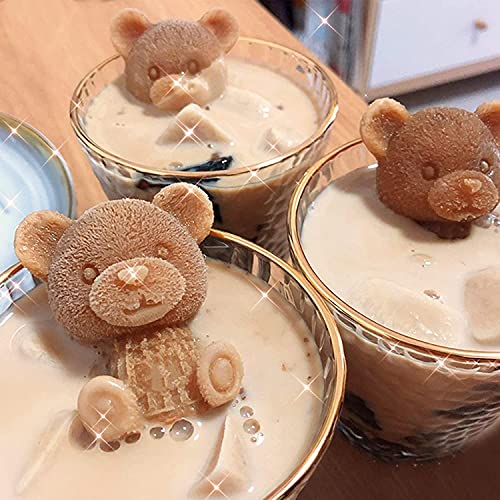 Alihoo 3D Eisformen Silikon, DIY-Backwerkzeug Lustiger Kaffee, Milch, Tee, Eisform Mousse Kuchen Lebensmittelqualität Silikonform (Bär)