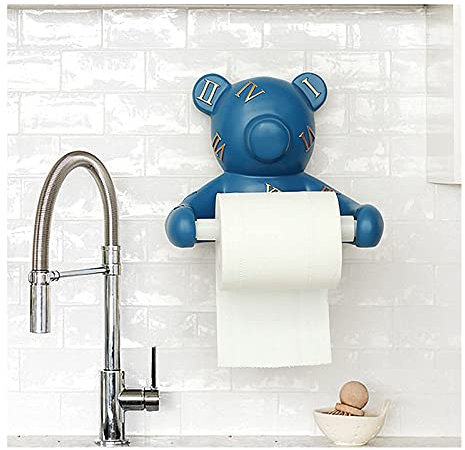 Support de rouleau de papier toilette en résine respectueuse de l'environnement, moderne, support de rouleau de papier toilette, support mural pour salle de bain, cuisine, chiffon sans perçage,Bleu