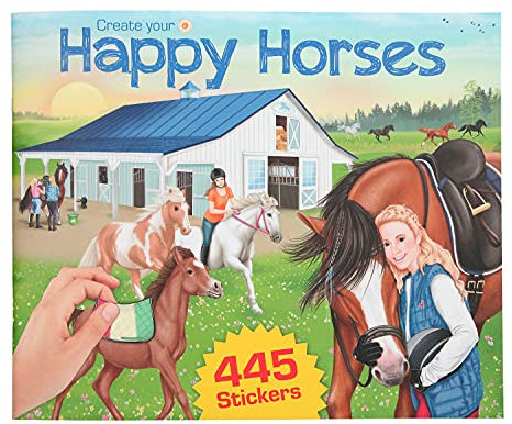 Depesche 11584 Sticker-Album Create your Happy Horses, Sticker-Heft für Pferde-Fans mit 24 Seiten und 445 Stickern zum Verzieren, ca. 24,5 x 30 x 0,7 cm groß