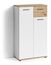 byLIVING Schuh-Kommode Jakob/Moderne Eichen-Optik hell-braun / 2 Türen und 1 Schublade/Garderoben-Set/Für ca. 15 Paar Schuhe/Schuhschrank/Side-Board/B 60, H 102, T 30 cm