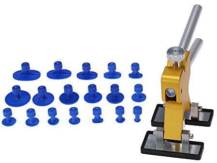 Shkalacar Kit de Extractor de abolladuras sin Pintura para Coche, Extractor de abolladuras para carrocería, con 18 lengüetas, Kit de reparación de carrocería de Coche, 19 Unidades