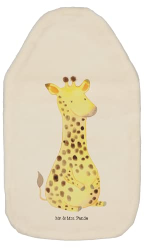 Mr. & Mrs. Panda Wärmflasche Giraffe Zufrieden - Geschenk, Kleine Wärmflasche, Afrika, Wärmflasche mit Bezug, Wärmekissen, Wildtiere, Körnerkissen,