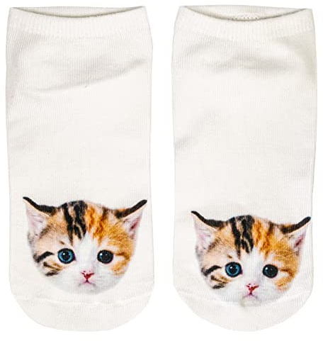 cosey – 1 Paar Sneaker Socken – Katzen Design – Einheits-Größe 33-40