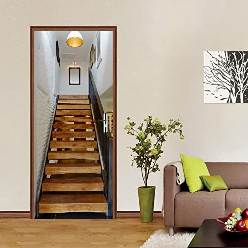 WWQAYZ Stickers Porte escaliers Autocollant Trompe l'oeil pour Porte Autocollants Muraux 3D Mural Autocollant Muraux 3D Amovible décoration Chambre 95x215 cm