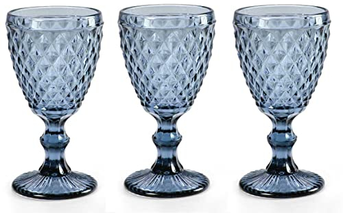 Set 6 calici bicchieri bicchiere acqua 260 ml in vetro colore blu 17 cm GIN-820489