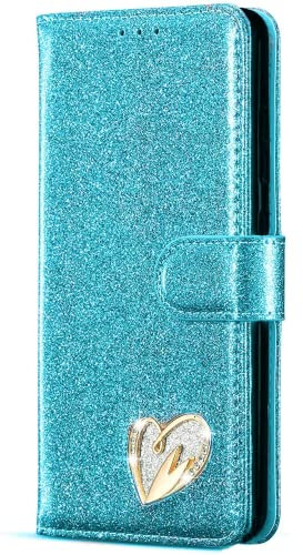 MHtech Case For Apple iPhone 11, Phone Case Shiny Leather Bling Glitter Book Flip Stand Card Wallet Protective Cover For iPhone 11 Phone (Blue)