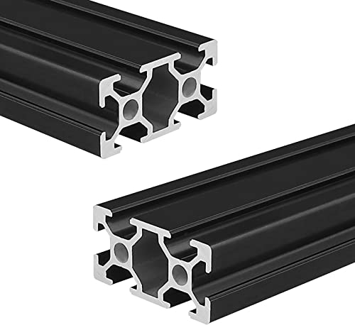 Coavoo AluProfil 2040 Alu Profil 300mm T Typ Schwarz Aluminium Profile 20x40 Europäischer Standard Eloxierte Linearschiene Extrusion 2 Stück, für DIY 3D Drucker und CNC
