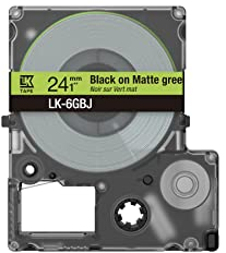 Epson Etikettenkassette, mattes Beschriftungsband LK-6GBJ schwarz auf grün, langlebiges Band für Epson LabelWorks Etikettendrucker, wasser- & verschleißfest, 8 m x 24 mm