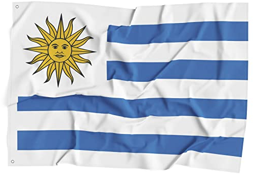 Uruguay-Nationalflagge, Polyesterfaser, 90 x 150 cm, helle Farben und UV-Flagge, für drinnen und draußen
