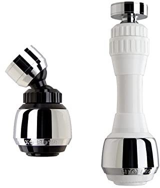 Siroflex 2507/5 W Duetto 1 Weißer Schlauch mit Wasserhahn-Luftsprudler für die Küche Sirius mit Kugelgelenk aus Messing und Wassersparer + 1 Strahlregler mit Luftsprudler für die Küche Sirius