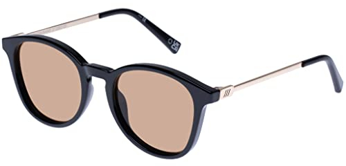 Le Specs CONTRABAND SHINY BLACK - Sonnenbrille für Damen und Herren Runde Rahmenform mit UV-Schutz LSP2352123