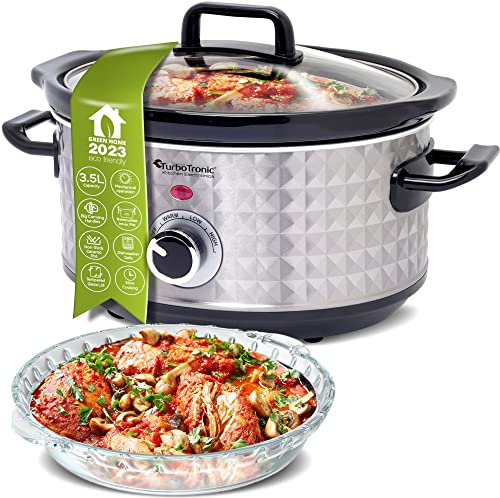TurboTronic Slowcooker 3,5 litros olla de cocción lenta con función de refrito y función de mantenimiento del calor, olla de cocción lenta, olla de cocción al vapor, olla de cocción Sous Vide Garer,