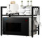 HMAKGG Mikrowellenregal Erweiterbarer, 2-Stufig Mikrowellen Regal Ausziehbar Schwarz, 32/42cm Höhenverstellbare & 40-60cm Ausziehbare, küchenregal stehend Inkl. 4 Haken, microwave shelf
