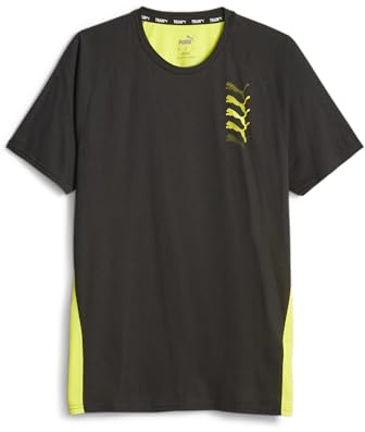 PUMA Herren Puma Fit Triblend Ultrabreathe Tee T Shirt, Puma Black-yellow Burst, S EU