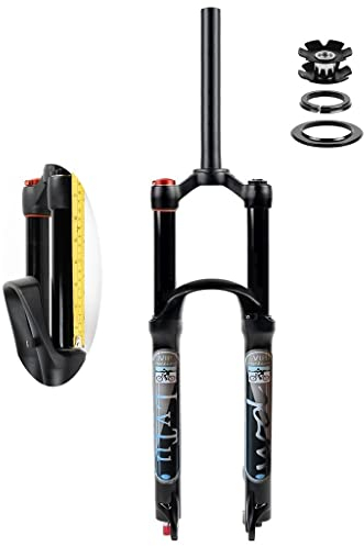 LvTu 26 27.5 29 Pouces Vélo de Montagne Fourche Suspendue 160mm Voyage Fourche VTT 1-1/8 Fourche Air Vélo pour Vélo de Descente - Noir (Color : Straight Manual Lockout, Size : 27.5 inch)