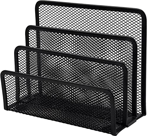 CABLEPELADO Organizador de escritorio de metal con 3 divisiones, Organizador documentos para escritorio, Soporte para revistas y archivos escritorio, 17,5 x 7,5 x 14 cm, 3 Compartimentos, Metálico