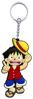 Aurabeam ONE Piece, Monkey D. Ruffy (Luffy) Schlüsselanhänger aus Gummi, Japanisches Anime & Manga, Accessoires Geschenk Figur